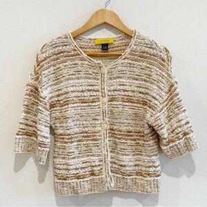 St JOHN Wool Blend Button Front Tweed Sweater Size S